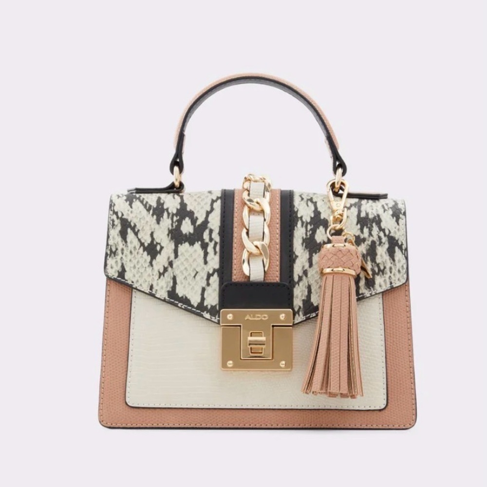 Aldo Martis Snakeskin Neutral Top Handle Handbag Purse NO CROSSBODY STRAP
